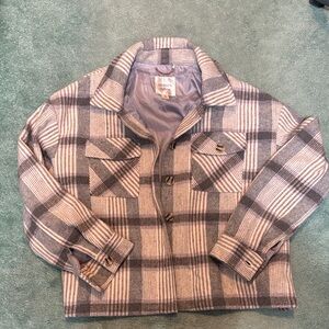 Gray and Cream Plaid Jacket